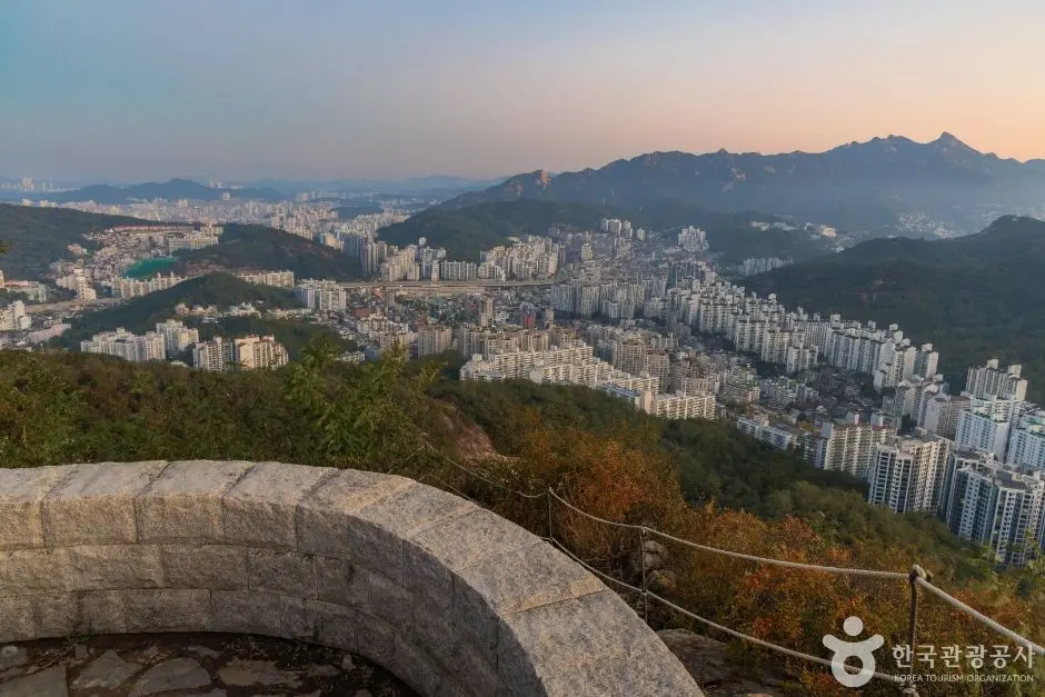 Ansan 3 viewpoint overlooking Seoul cityscape and forested mountains