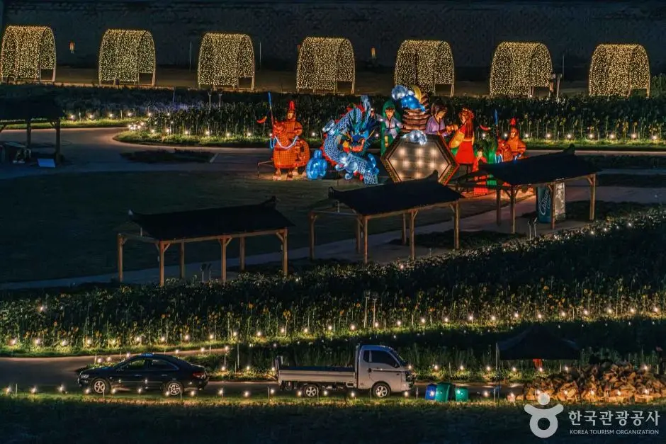 Baekje Cultural Festival illuminated displays and light installations at night