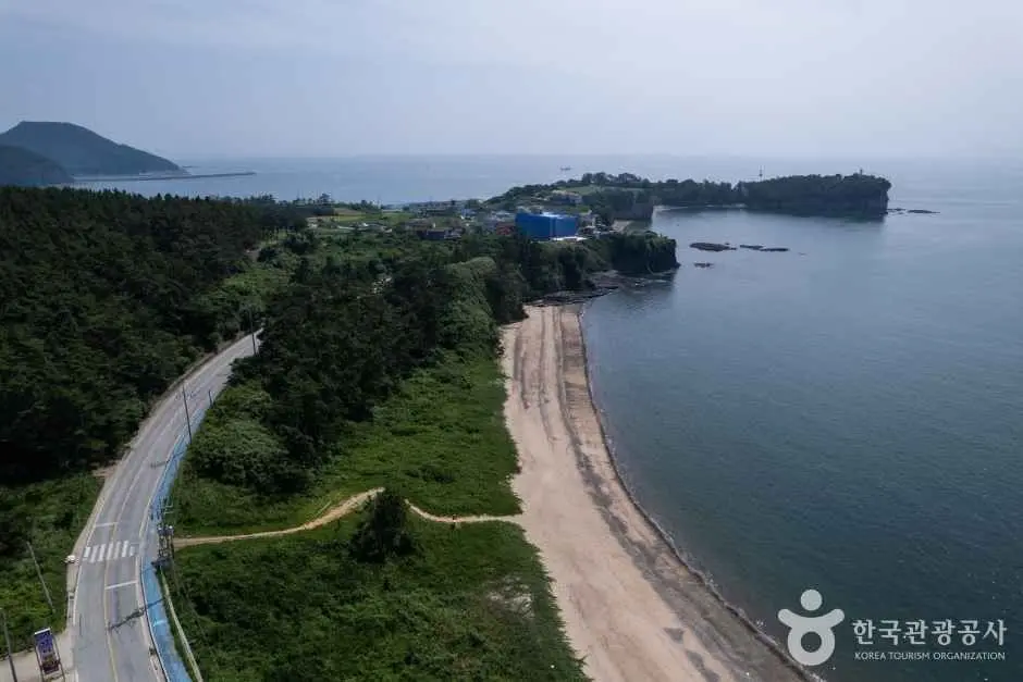 Byeonsan coastal drive road winding through green landscape along Korean west coast