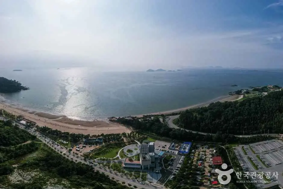 Aerial view of Byeonsanbando coastal development and beach along West Coast